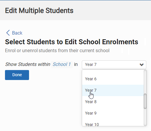 the Year drop-down list