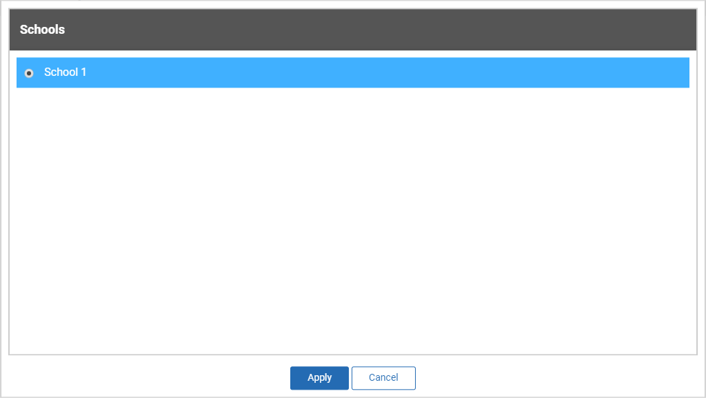 select a school, then select Apply
